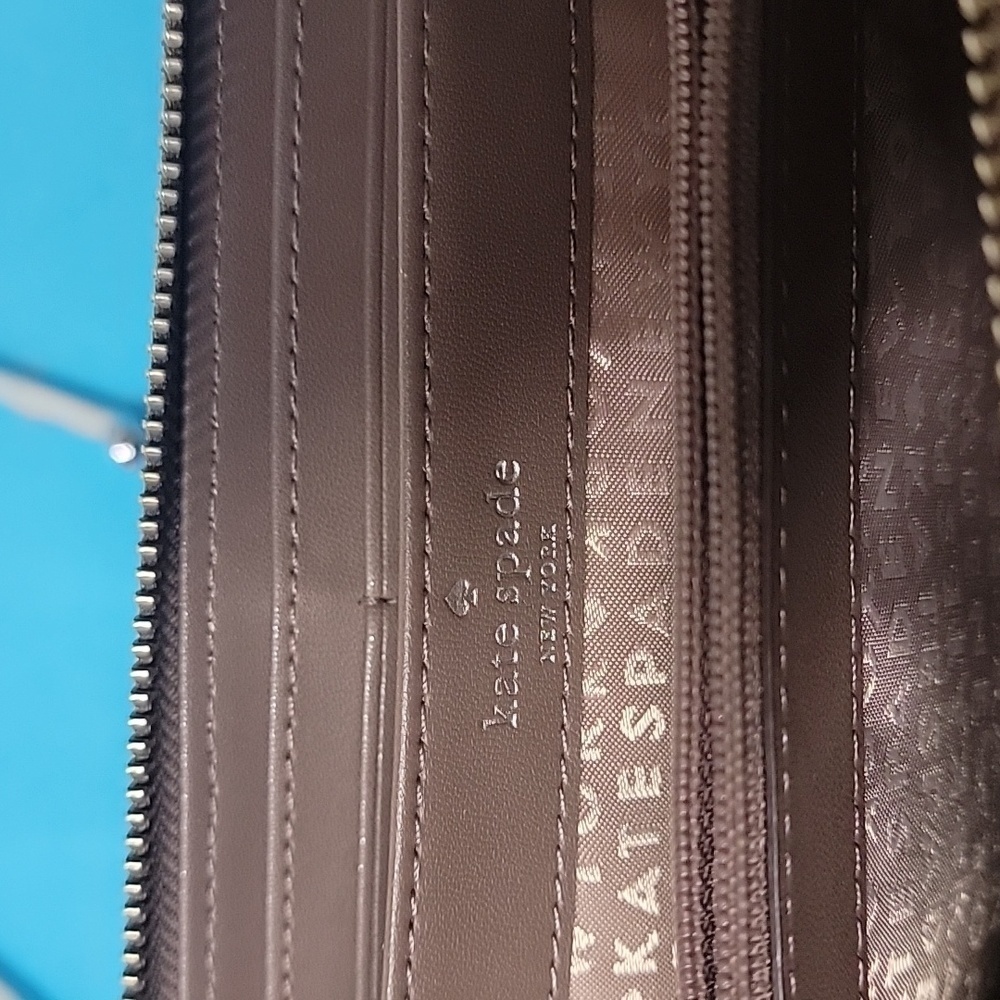 KATE SPADE Taupe Larchmont Avenue Neda  Zip Around Pebbled Leather Wallet - Picture 10 of 12
